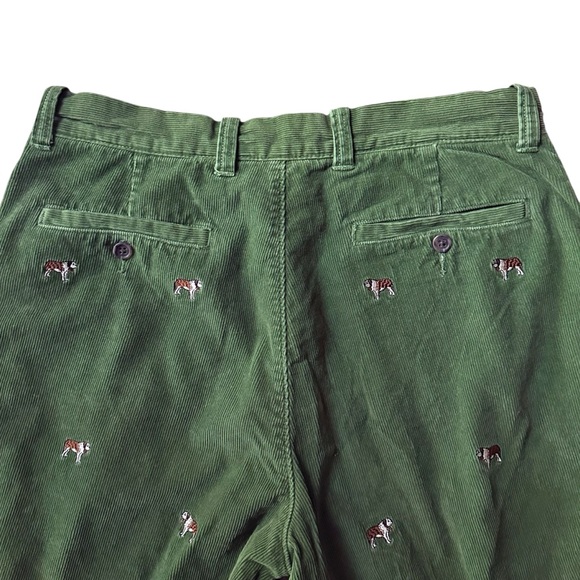 J. Crew Vintage Green Corduroy Pants Embroidered Saint Bernard Dogs Size 34 x 32 - Picture 11 of 12